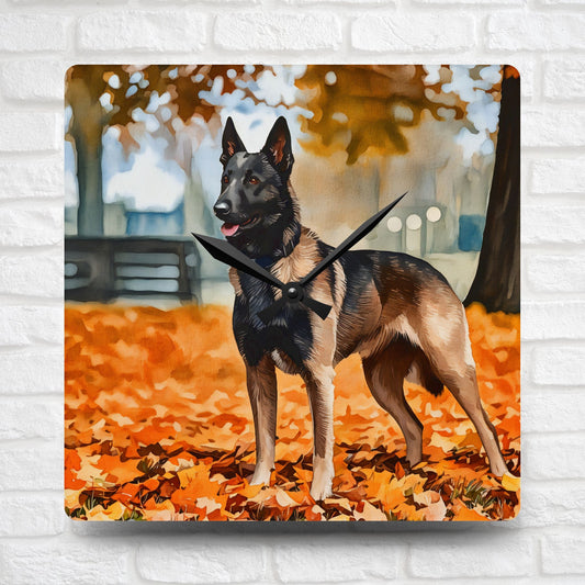 Belgian Malinois Wall Clock | Dog Lover Gift | Watercolor Belgian Malinois Art | 10.75" Acrylic Clock