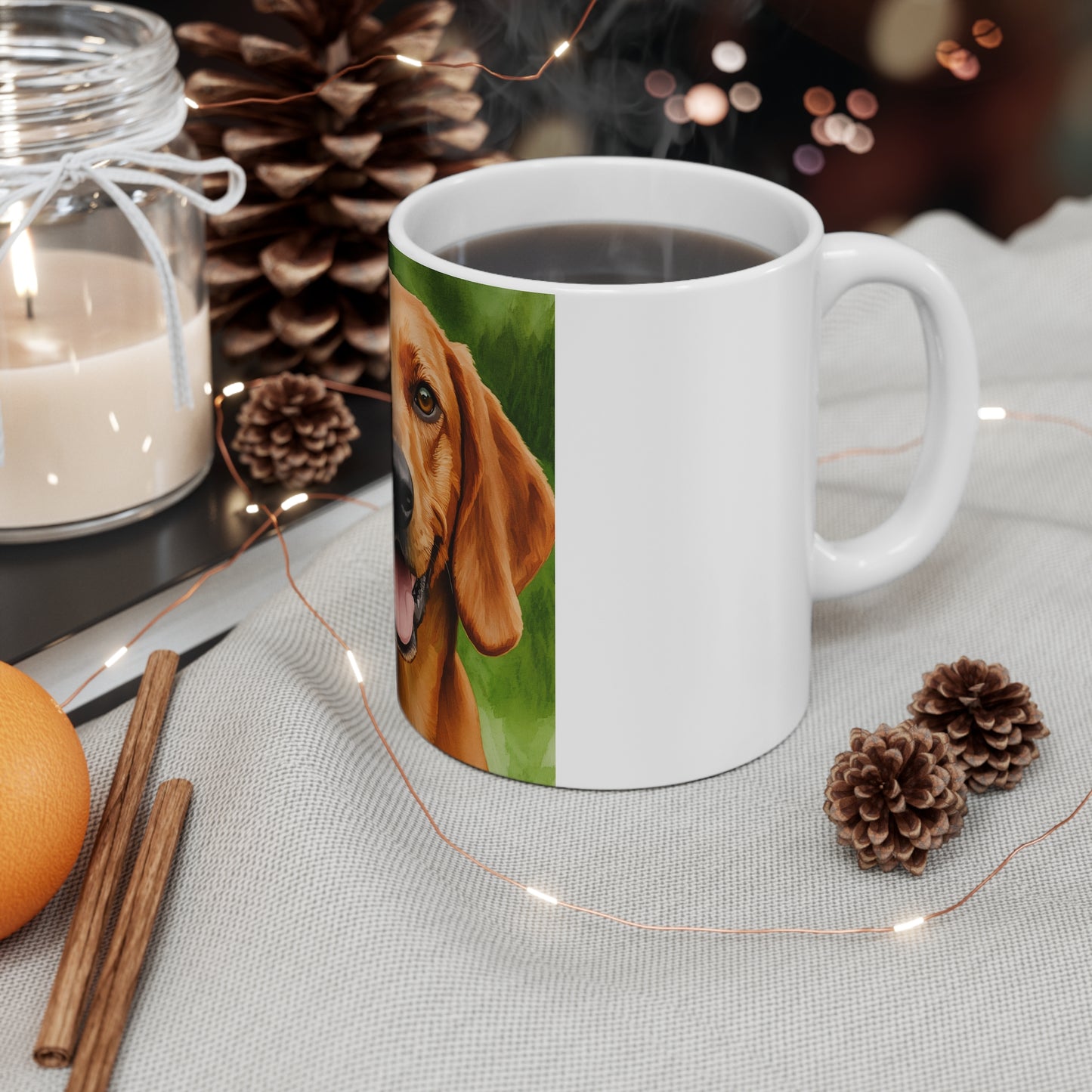 Redbone Coonhound Coffee Mug – Loyal Dog Lover Gift – Watercolor Redbone Coonhound Art
