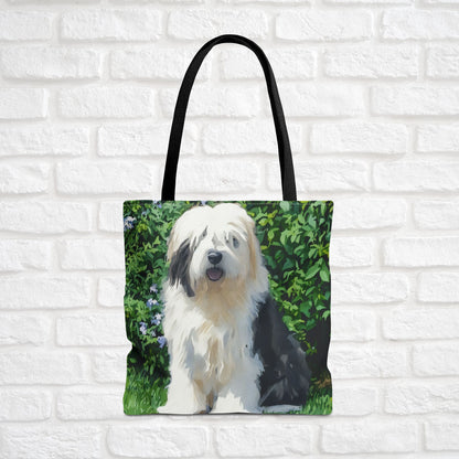 Old English Sheepdog Tote Bag – Gentle Giant Dog Lover Gift – Watercolor Old English Sheepdog Art