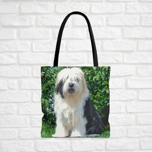 Old English Sheepdog Tote Bag – Gentle Giant Dog Lover Gift – Watercolor Old English Sheepdog Art