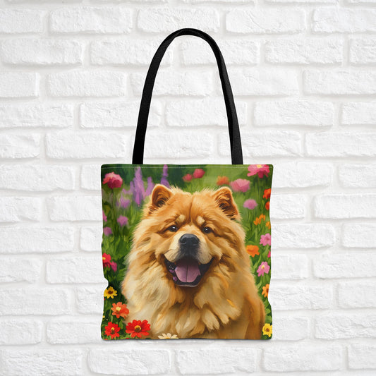 Chow Chow Tote Bag – Durable Polyester Shopping Bag with Watercolor Dog Art