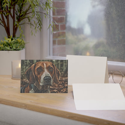 American Foxhound Greeting Cards | Set of 10, 30, or 50 | Oil Painting Dog Art with Envelopes
