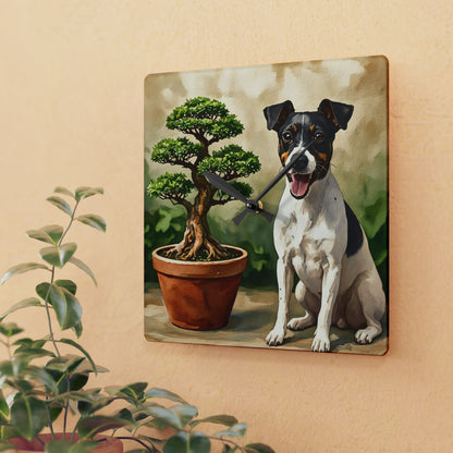 Japanese Terrier Acrylic Wall Clock – Rare & Lively Dog Lover Home Décor