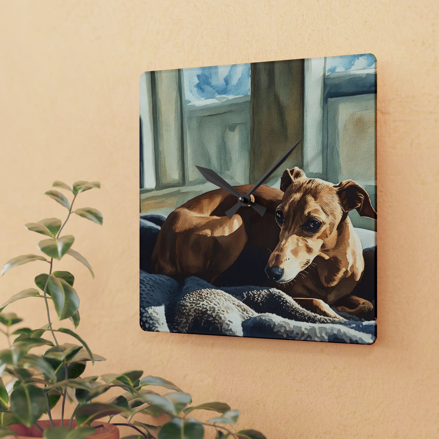 Italian Greyhound Acrylic Wall Clock – Elegant & Playful Dog Lover Home Décor