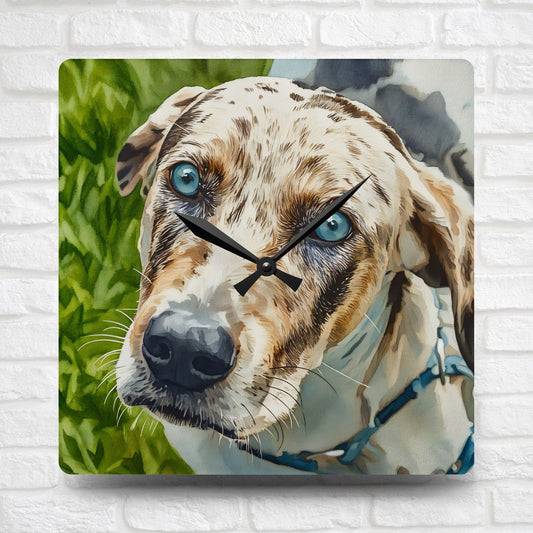 Catahoula Leopard Dog Wall Clock | Dog Lover Gift | Decorative Acrylic Clock with Elegant Catahoula Art
