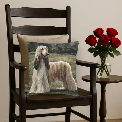 Afghan Hound Woven Pillow | Elegant Tapestry Dog Lover Gift