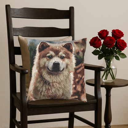 Akita Woven Pillow | Elegant Tapestry Dog Lover Gift