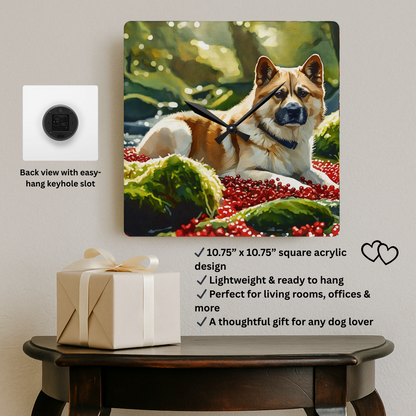 Akita Wall Clock | Loyal Dog Lover Gift | Watercolor Dog Art Home Décor