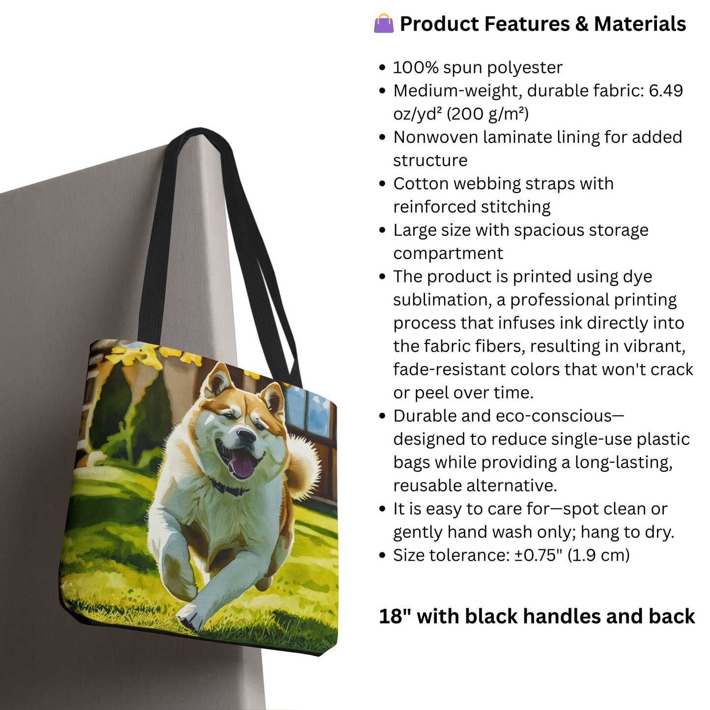 Akita Tote Bag | Loyal Dog Lover Gift | Noble Japanese Breed Reusable Bag