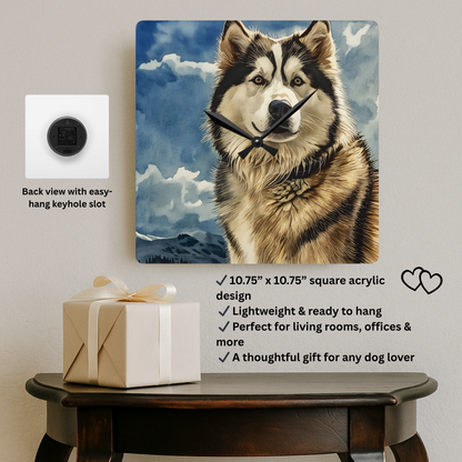 Alaskan Malamute Wall Clock | Majestic Dog Lover Gift | Watercolor Dog Art Home Décor