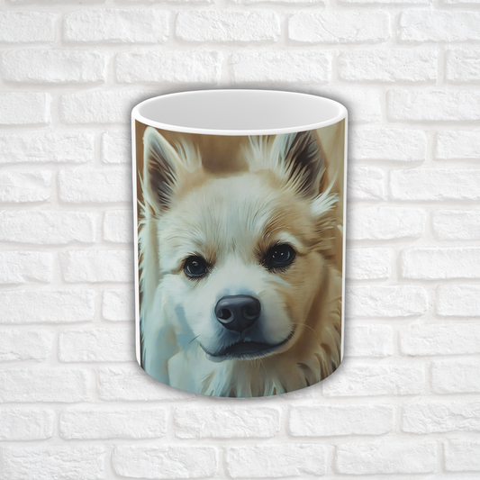 American Eskimo Dog Coffee Mug – 11 oz Ceramic Dog Lover Gift with Eskie Watercolor Art