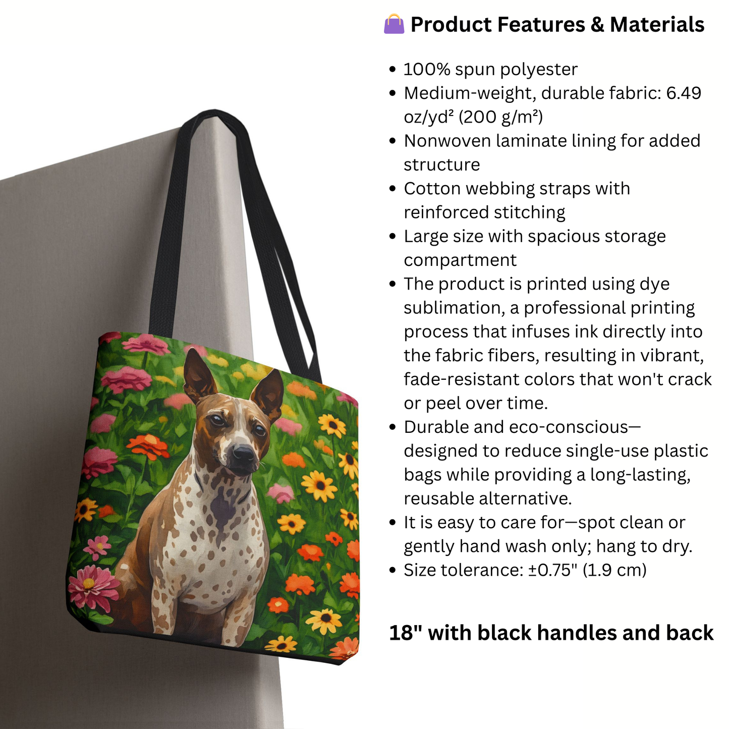 American Hairless Terrier Tote Bag | Dog Lover Gift | Stylish Reusable Canvas Bag with Watercolor AHT Art
