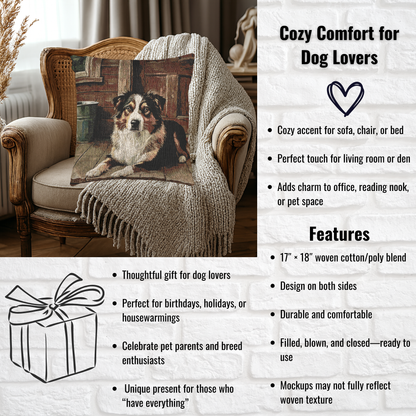 Australian Shepherd Woven Pillow | Loyal Dog Lover Home Décor | Heirloom-Quality Tapestry Cushion