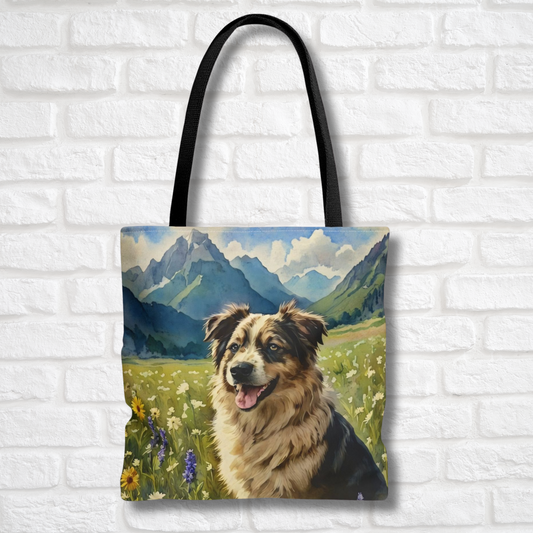 Australian Shepherd Tote Bag | Watercolor Dog Breed Tote | Large Reusable Shoulder Bag for Dog Lovers