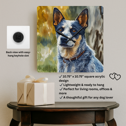 Australian Cattle Dog Wall Clock | Blue Heeler Red Heeler Gift | Acrylic Dog Art Clock