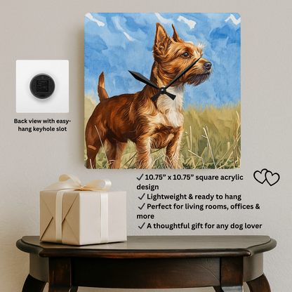 Australian Terrier Wall Clock | Cheerful Dog Lover Gift | Decorative Acrylic Clock