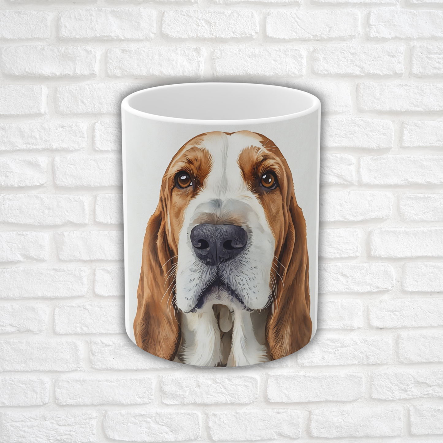 Basset Hound Coffee Mug | Dog Lover Gift | Watercolor Basset Hound Art | 11oz Ceramic Cup