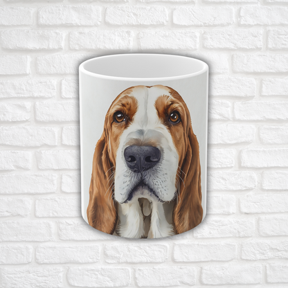 Basset Hound Coffee Mug | Dog Lover Gift | Watercolor Basset Hound Art | 11oz Ceramic Cup