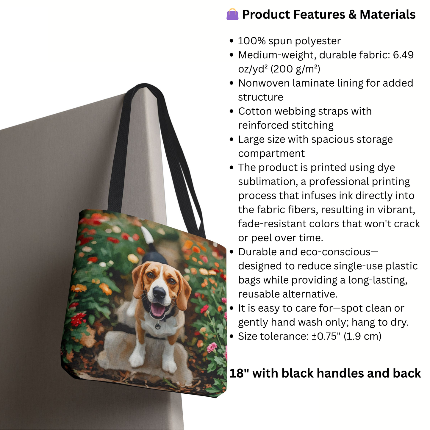 Beagle Tote Bag | Watercolor Dog Breed Shoulder Bag | Large Reusable Gift for Beagle Lovers