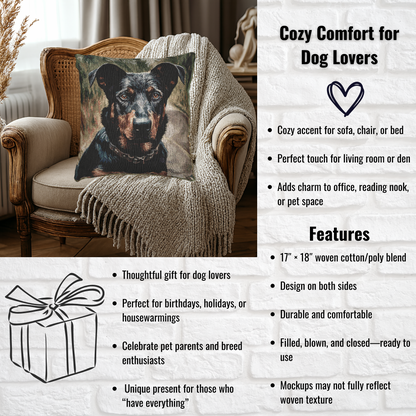 Beauceron Pillow | Woven Dog Lover Home Décor | 17x18 Cotton Blend Throw Pillow