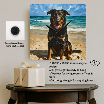 Beauceron Wall Clock | Dog Lover Gift | Watercolor Beauceron Art | Decorative Acrylic Clock