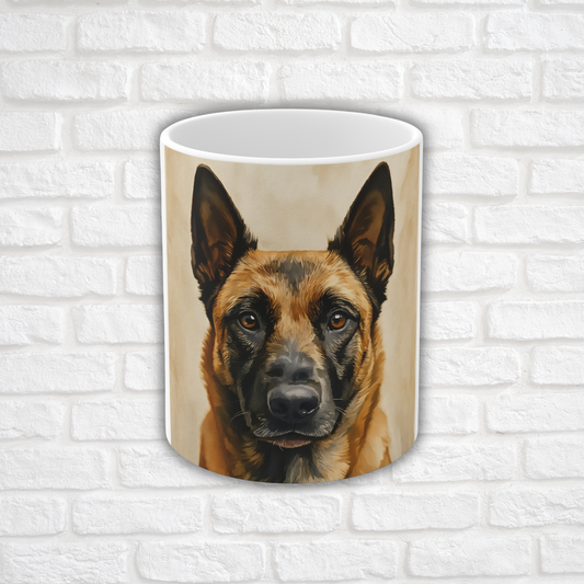 Belgian Malinois Coffee Mug | Dog Lover Gift | Watercolor Belgian Malinois Art | 11oz Ceramic Mug