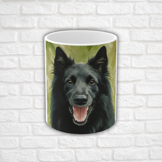Belgian Sheepdog Coffee Mug | Dog Lover Gift | Watercolor Belgian Sheepdog Art | 11oz Ceramic Mug