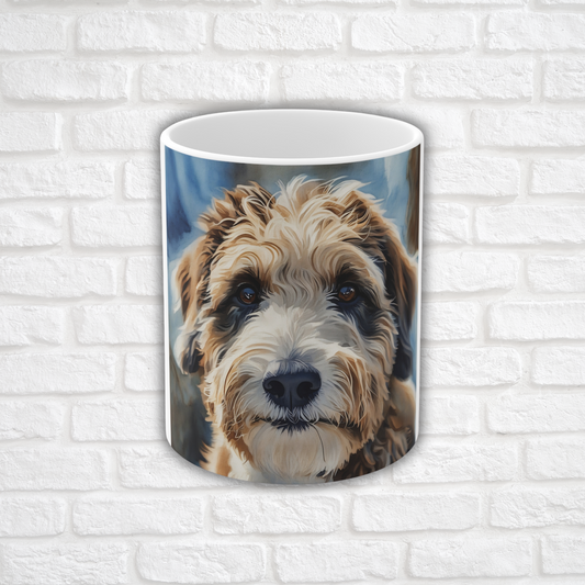 Bernedoodle Coffee Mug | 11 oz Ceramic Dog Lover Gift with Bernese Mountain Dog & Poodle Watercolor Art