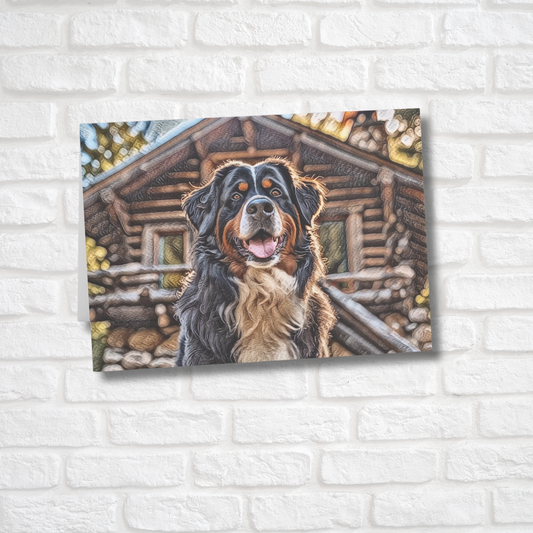Bernese Mountain Dog Greeting Card Set - Oil-Painted Dog Art | Blank Inside | Envelopes Included