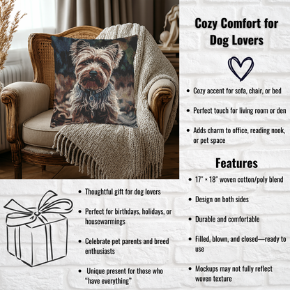 Biewer Terrier Pillow | Dog Lover Home Décor | Decorative Woven Pillow with Biewer Terrier Art
