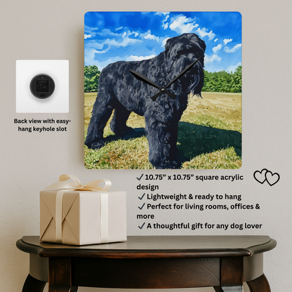 Black Russian Terrier Wall Clock | Dog Lover Gift | Decorative Acrylic Clock with Bold Terrier Art