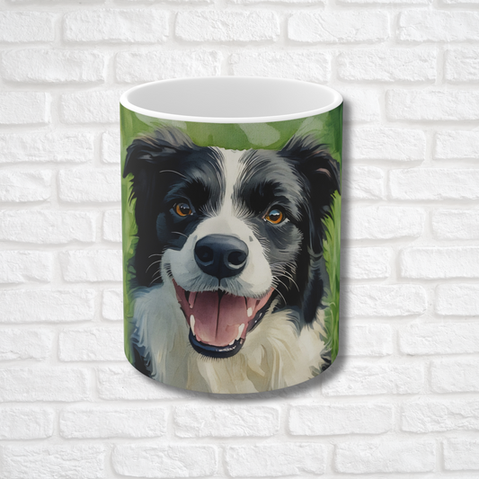 Border Collie Coffee Mug – Watercolor Dog Headshot | Gift for Dog Lovers