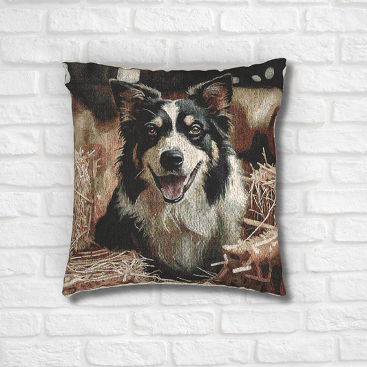 Border Collie Woven Pillow | Intelligent Dog Lover Home Décor | Heirloom-Quality Tapestry Cushion