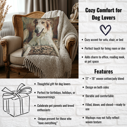 Borzoi Woven Decorative Pillow – Dog Lover Home Décor Gift