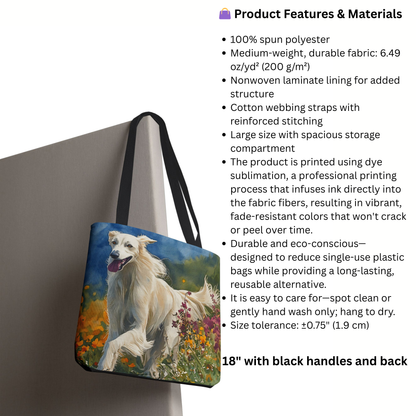 Borzoi Tote Bag | Dog Lover Gift | Stylish Reusable Canvas Bag with Elegant Borzoi Art
