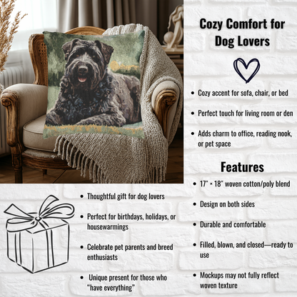 Bouvier des Flandres Pillow | Dog Lover Home Décor | Decorative Woven Throw Pillow
