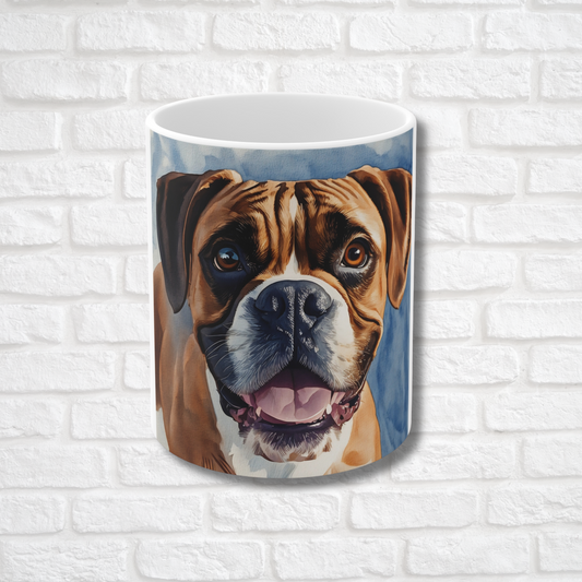 Boxer Coffee Mug – Watercolor Dog Headshot | Gift for Dog Lovers