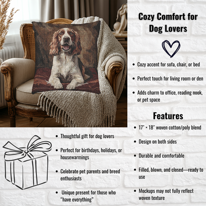 Brittany Pillow | Dog Lover Home Décor | Decorative Woven Throw Pillow