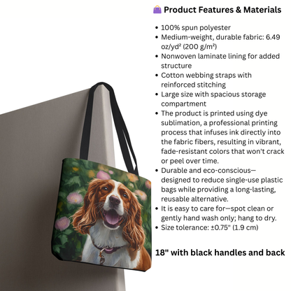 Brittany Tote Bag | Dog Lover Gift | Stylish Reusable Bag with Brittany Art