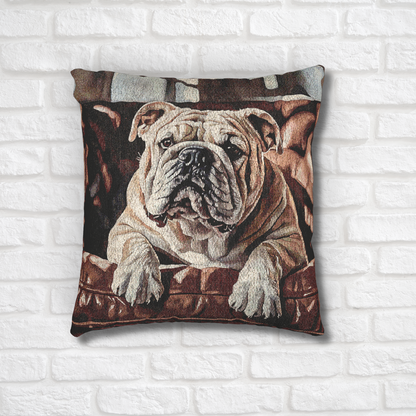 Bulldog Woven Pillow | Classic Dog Lover Home Décor | Heirloom-Quality Tapestry Cushion