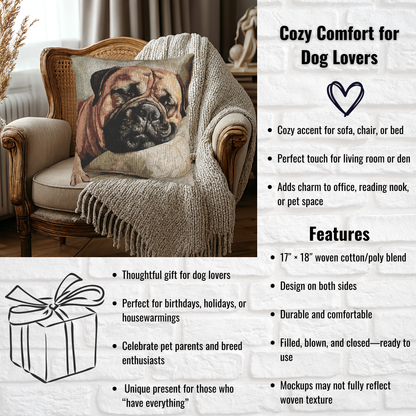 Bullmastiff Woven Decorative Pillow – Dog Lover Home Décor Gift