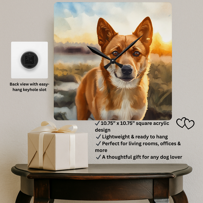 Canaan Dog Wall Clock | Dog Lover Gift | Decorative Acrylic Clock with Elegant Canaan Dog Art