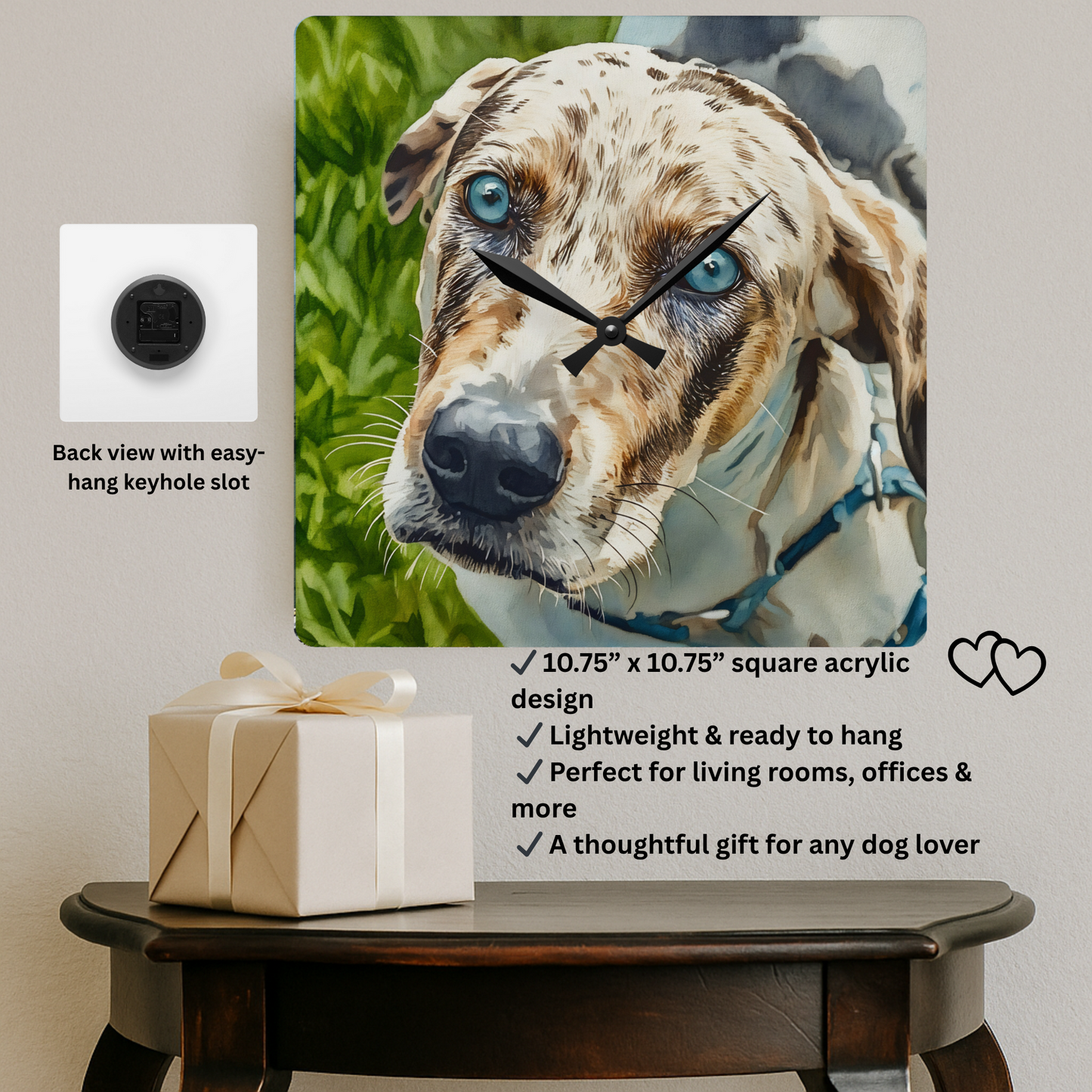 Catahoula Leopard Dog Wall Clock | Dog Lover Gift | Decorative Acrylic Clock with Elegant Catahoula Art