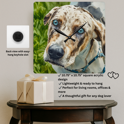 Catahoula Leopard Dog Wall Clock | Dog Lover Gift | Decorative Acrylic Clock with Elegant Catahoula Art