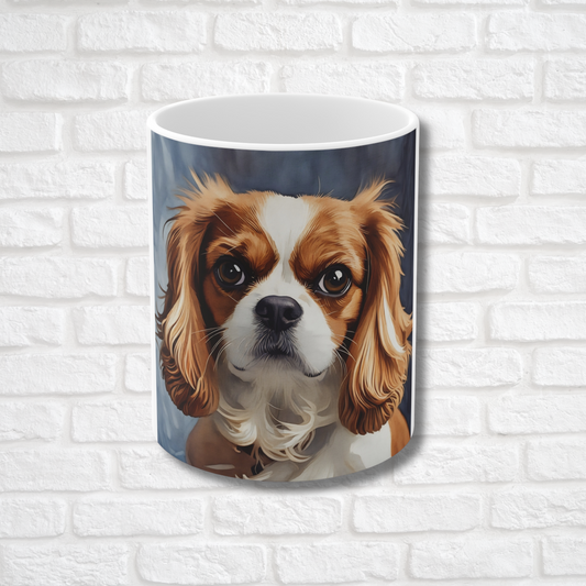 Cavalier King Charles Spaniel Coffee Mug – Watercolor Dog Headshot | Gift for Dog Lovers
