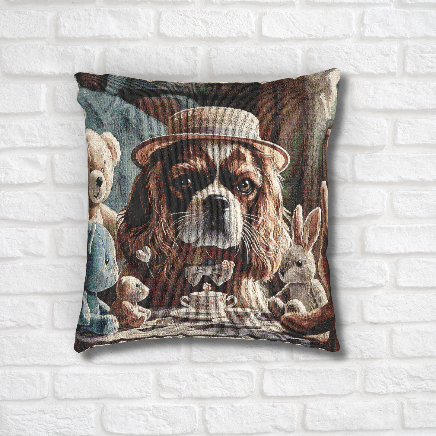 Cavalier King Charles Spaniel Woven Pillow | Graceful Dog Lover Home Décor | Heirloom-Quality Tapestry Cushion