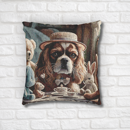 Cavalier King Charles Spaniel Woven Pillow | Graceful Dog Lover Home Décor | Heirloom-Quality Tapestry Cushion