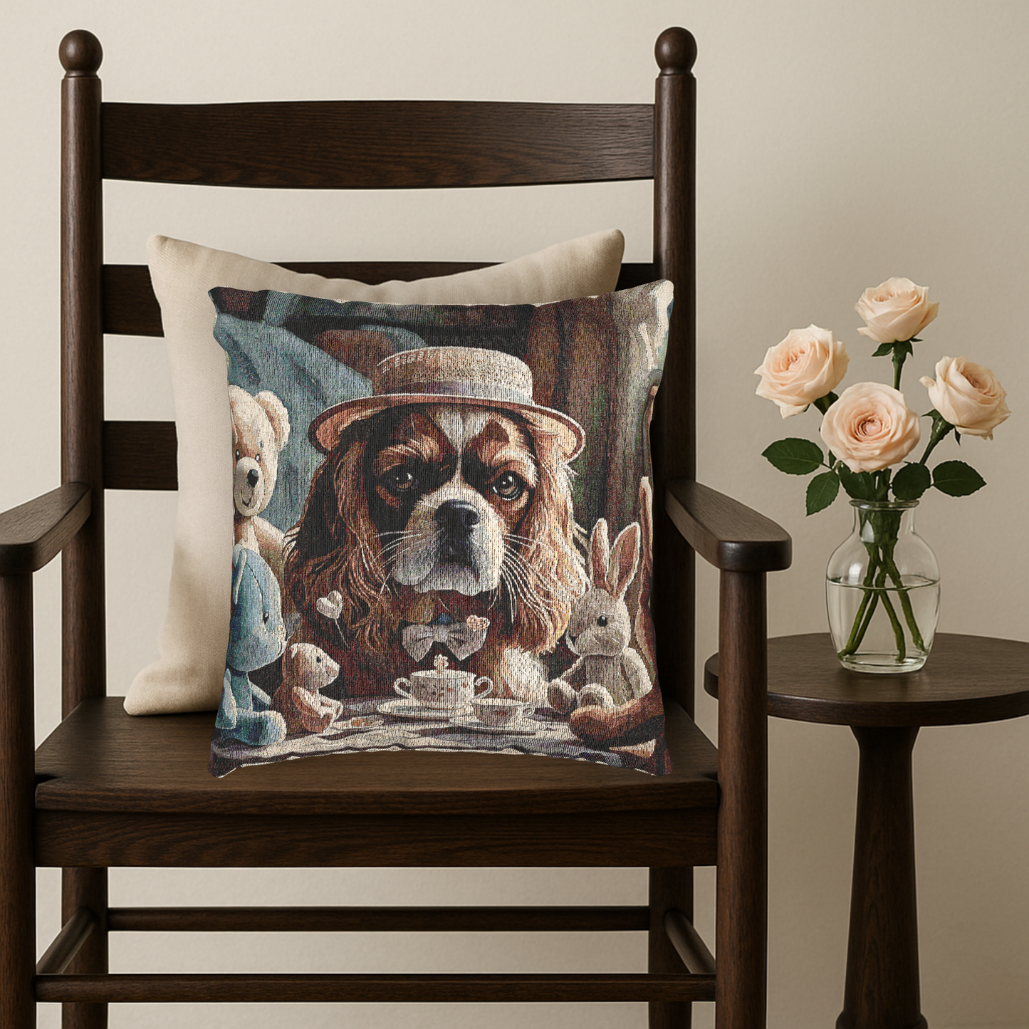 Cavalier King Charles Spaniel Woven Pillow | Graceful Dog Lover Home Décor | Heirloom-Quality Tapestry Cushion