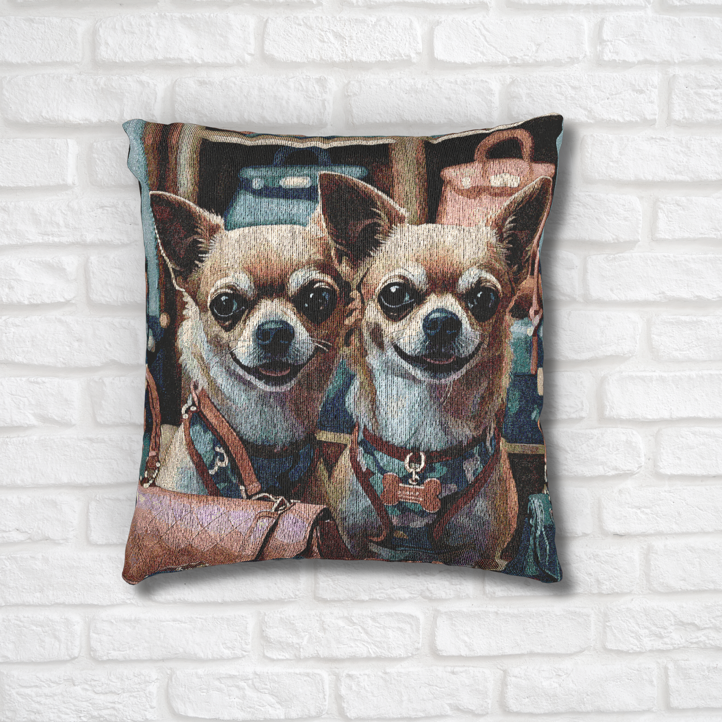 Chihuahua Woven Pillow | Adorable Dog Lover Home Décor | Heirloom-Quality Tapestry Cushion