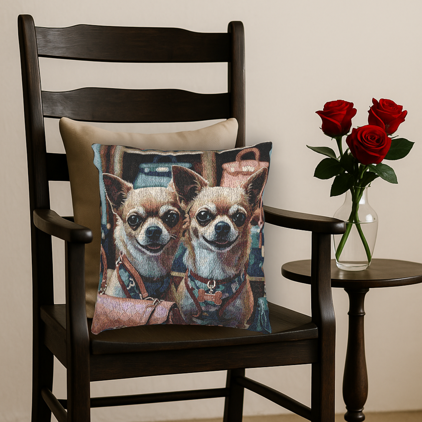 Chihuahua Woven Pillow | Adorable Dog Lover Home Décor | Heirloom-Quality Tapestry Cushion